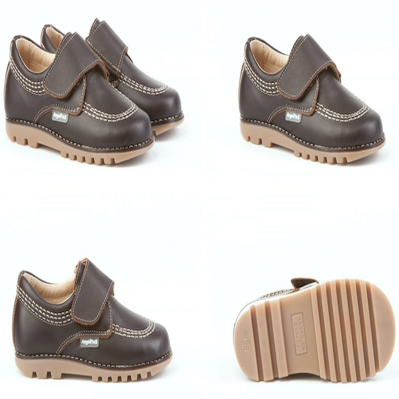 Made in Spain Casual Nappa Leather Single Strap Shoes EU25-EU31 Chocolate